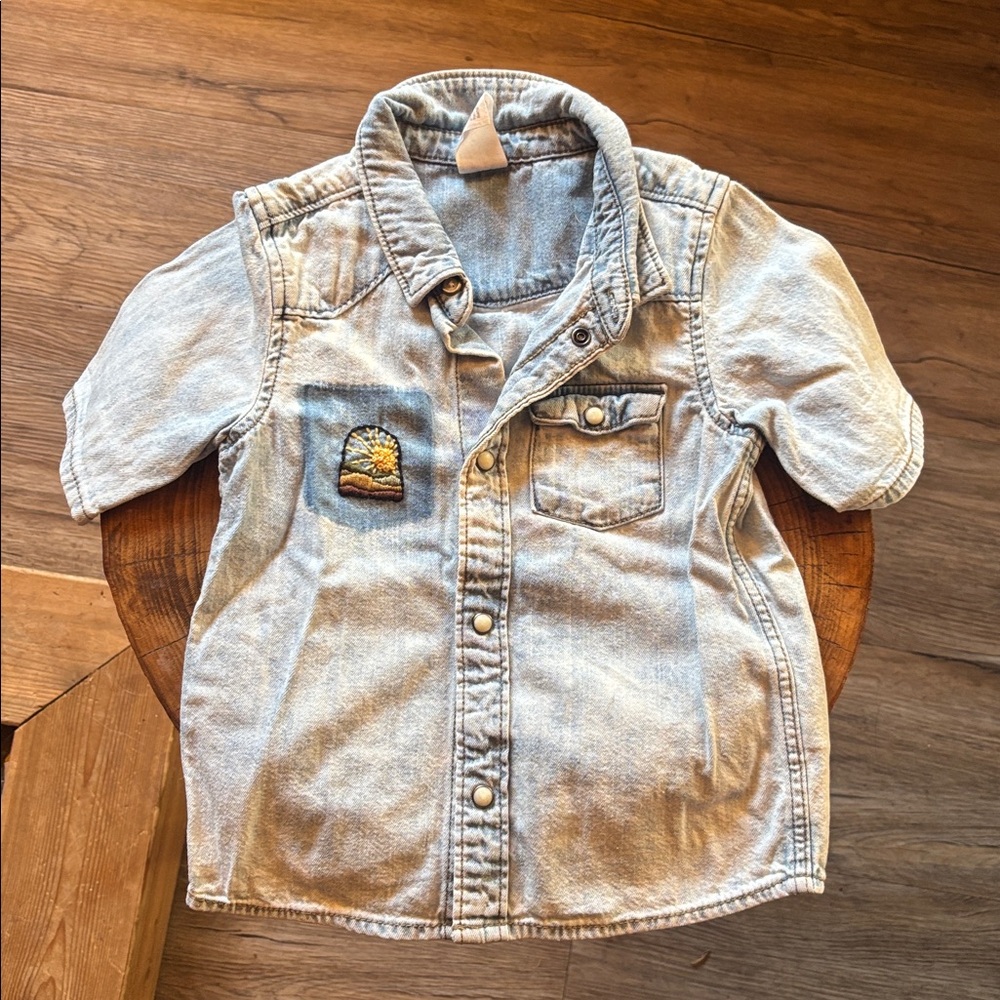 🪡Embroidered By Me🪡Denim Baby Button Down